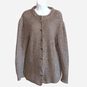 Vintage Mohair Blend Cardigan Medium, Cottage Grunge Knit Neutral Casual Fall